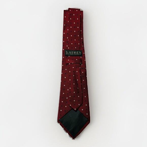 Lauren Ralph Lauren Red Polka Dot Tie 100% Silk Handmade Men’s Classic Neckwear - Picture 6 of 8